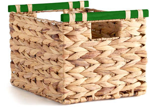 Panier de rangement pliable en jacinthe d'eau tissé à la main, écologique, avec doublure intérieure, pour les saisons - Product Image 5