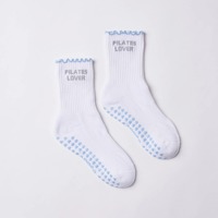 ODM Personnalisé Jacquard Logo Ruffle Reformer Chaussettes Antidérapantes Yoga Bare Pilates Chaussettes pour Femmes Vente en Gros Échantillon Support