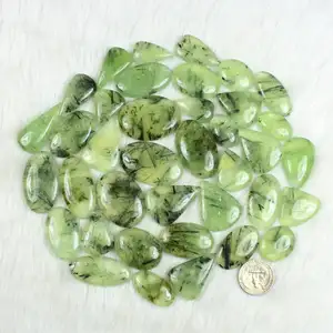 Top Quality Prehnite Gemstone Lot Green Prehnite Cabochons for Jewelry Handmade Cabochons Mix Shape and Size Stones for Pendant