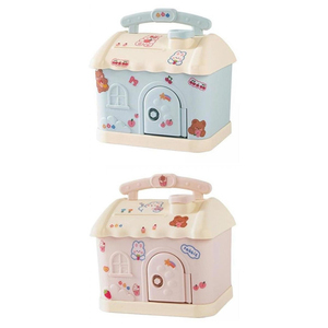 Salvadanaio in Plastica Kawaii con Chiave per Conservare Monete e Banconote, Design a Forma di Casa Carina - Product Image 1