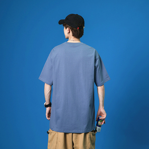 T-shirt en coton coupe ample T-shirt uni avec logo personnalisé impression numérique Streetwear T-shirt oversize pour hommes livraison DDP - Product Image 5