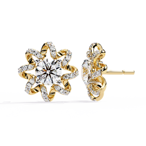 Boucles d'oreilles en or 18 carats brillantes avec diamant de laboratoire, boucles d'oreilles de qualité supérieure - Product Image 4
