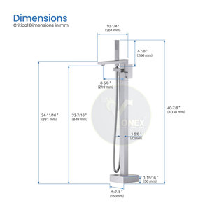 Grifos de acero inoxidable para bañera de montaje en suelo con interruptor desviador de agua - Product Image 2