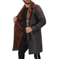 Manteau en cuir véritable tendance pour l'hiver, conçu avec un matériau doux de qualité supérieure, offrant un ajustement chaud et confortable et une mode urbaine moderne