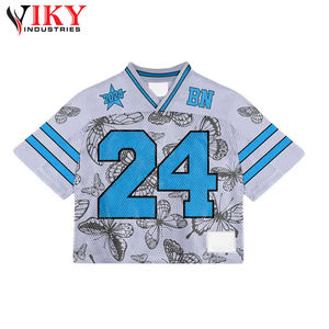 Moda Deportes Suelto Impreso Casual Tamaño 24 Rugby Jersey Contraste Color Costura Cuello en V Camisa de manga corta VIKY INDUSTRIES - Product Image 6