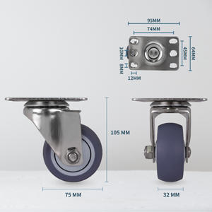 3 Inch 304 Stainless Steel TPR <b>Swivel</b> Caster Wheel for Shelf and Cabinet - Product Image 3