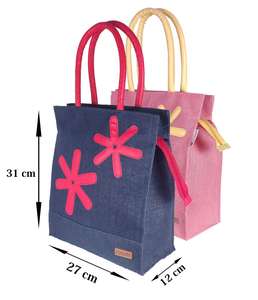 ชุดกระเป๋าผ้าใบปอกระเจา2ด้ามเชือกพิมพ์ลายตามสั่งสำหรับงานแต่งงานงานแฮนด์เมดรูปทรงสี่เหลี่ยมผืนผ้าเป็นมิตรต่อสิ่งแวดล้อม - Product Image 2