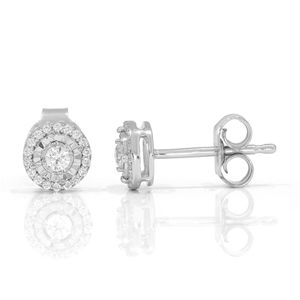 Round Diamond Tiger Prong <b>Set</b> <b>Stud</b> <b>Earrings</b> - Product Image 1
