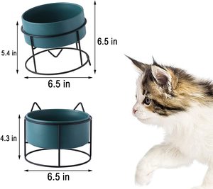 Prix de gros Bol pour chat en porcelaine de haute qualité Design surélevé pour petits chiens Nouveau Top Tendance Nourriture pour chat large incliné Métal - Product Image 4