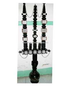 Cachimba Farida de Lujo, Alta, Tallada en Madera y Latón, Tipo Mini Recto, Técnica de Espejo, Patrón Único, para Fiestas y Viajes - Product Image 4