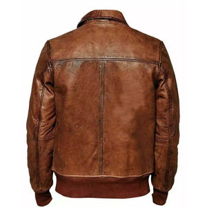 Custom luxury New Design <b>Top</b> Quality Windproof Breathable 100% Genuine Leather Stand Colar <b>Plus</b> <b>Size</b> Leather Jacket For Men - Product Image 4