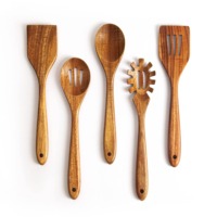 Set Sendok Makan 5 Buah Berkualitas Tinggi, Ramah Lingkungan, Berlapis Emas Mawar, Desain Klasik dengan Sentuhan Kayu, Garpu dan Sendok Biodegradable