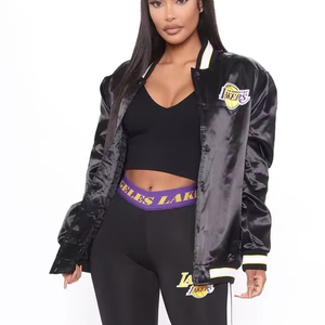 Oem Service Women Custom <b>Jacket</b> Satin Embroidery Bomber Varsity Baseball Windbreaker <b>Jacket</b> Premium quality - Product Image 1
