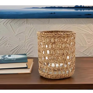 2025 Wholesale Set of 2 Seagrass Woven <b>Lanterns</b> <b>Rattan</b> Wicker Candle <b>Lanterns</b> - Product Image 1