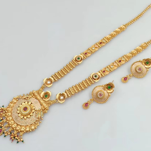 ENSEMBLE DE BIJOUX INDIENS TRADITIONNELS ET À LA MODE EN CUIVRE ENSEMBLE DE BIJOUX DE MARIAGE POUR FEMMES BOUCLES D'OREILLES ET COLLIER - Product Image 1