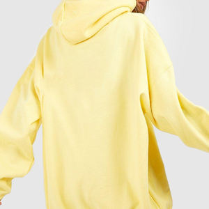 Sudadera con capucha de gran tamaño amarilla de algodón 100% para mujer, técnica impresa antiarrugas transpirable de Color sólido para la temporada de otoño - Product Image 5