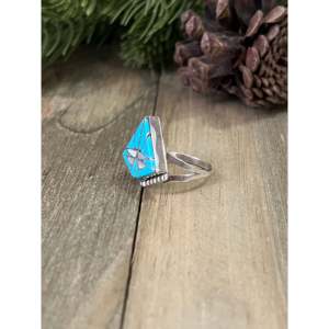Anillo Zuni con Incrustaciones de Turquesa Multicolor y Plata de Ley Plateada, Anillo Geométrico con Ópalo para Uso Diario y Promesas - Product Image 4