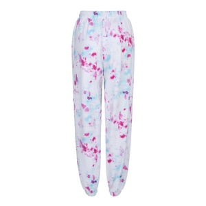 Pantalones de chándal holgados con cintura elástica Tie-Dye personalizados para mujer, ropa de calle, ropa de gimnasio con decoración de encaje para invierno - Product Image 2