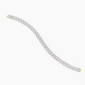 18K Yellow Gold/ <b>white</b> gold Classic Emerald Lab Grown Diamond Tennis Bracelet - Product Image 3