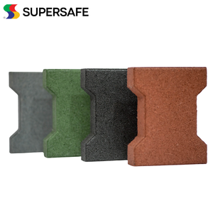 Supersafe Heavy Duty Slip Resistant Rubber Dogbone Tiles 200x160mm Quick Easy Installation Custom Thickness I-Brick Rubber Paver - Product Image 4