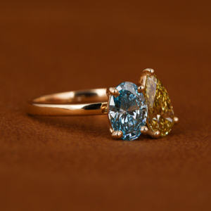 Oval & pera Cut Toi et moi Ring/14K Oro amarillo Trendy Toi et moi Solitaire Ring Anillo de bodas para su regalo de aniversario - Product Image 6