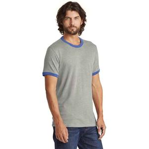 100% camisetas grises de algodón orgánico cuello redondo Ringer Fit secado rápido transpirable verano calle lleva precio al por mayor camisetas - Product Image 4