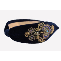 Serre-têtes personnalisés brodés et pailletés pour femmes et filles, en velours, 22 cm de circonférence, faible MOQ, usage quotidien