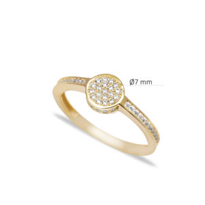 Bague de mariage élégante de forme ronde plaquée rhodium avec CZ, artisanale, minimaliste, en argent sterling 925 turc - Product Image 2