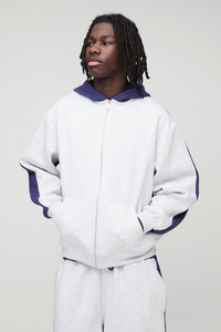 ชุดวอร์มผ้าฝ้าย2สีสำหรับผู้ชายชุดวอร์ม100% มีซิปแบบสวมหัวโลโก้ - Product Image 6