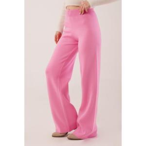 Pantalones de Punto Rosa al por Mayor con Cintura Alta y Pierna Ancha, Transpirables - Product Image 3