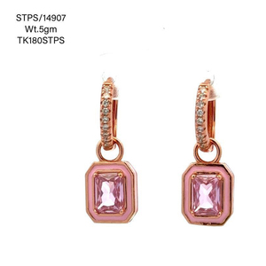 Colourful Enamel <b>Huggie</b> Earring Gold Plated Pendant Earring for Women 925 <b>Silver</b> Luxury Crystal Jewellery Genuine Cz Set Earring - Product Image 3