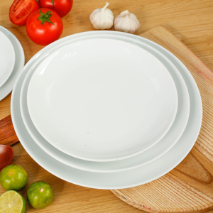 Plato redondo de porcelana OEM de 10 pulgadas, vajilla para hoteles y restaurantes de alta calidad, fabricación de porcelana al por mayor - Product Image 1