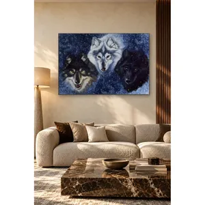 Impression sur toile Fida Trois têtes de loup dans une nuit étoilée - Product Image 2