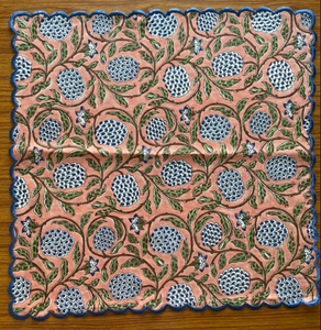 Khăn Vải Cotton In Hoa Đẹp Hình Khối Tay Ấn Độ Khăn Ăn Thêu Màu Hồng Cá Hồi Đậm, Màu Xanh Lá Cây Xô Thơm, Màu Xanh Dương Delft - Product Image 6