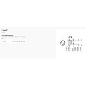 Raccords excentriques de réduction Tecnosystemi en PVC pour systèmes CVC, tailles 80, 100, 120, 125, 150, 160 pour aspiration et ventilation - Product Image 2
