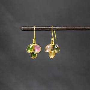 ต่างหูพลอยทัวร์มาลีนหลากสี ชุบทอง เงินแท้ 925 สไตล์คลาสสิก เหมาะสำหรับงานแต่งงาน งานเลี้ยง ของขวัญวันครบรอบที่สมบูรณ์แบบ - Product Image 1