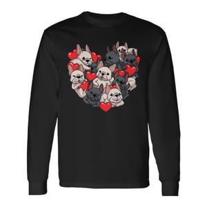 T-shirt à manches longues pour maman de bouledogue français, design cœur Frenchie, pour la Saint-Valentin, t-shirt promotionnel - Product Image 1