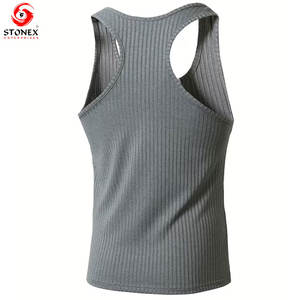 Débardeur de sport pour homme de haute qualité, col rond à capuche, sans manches |   Entraînement respirant, léger, à séchage rapide, en polyester/coton - Product Image 3