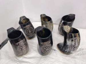buffalo horn drinking Viking mugs hand made <b>drinkware</b> real horn drink <b>accessories</b> - Product Image 2