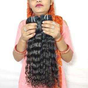 Pas cher 100% couleur naturelle noir Buldle crépus soyeux vague profonde Remy indien Extensions de cheveux humains pour les femmes - Product Image 1