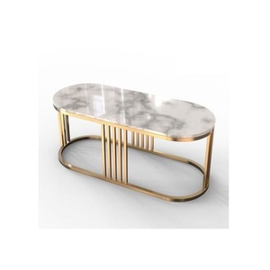 โต๊ะข้างสีทองหินอ่อนสีดำโต๊ะห้องนั่งเล่นขนาดใหญ่ดีไซน์แบบติดผนัง - Product Image 4