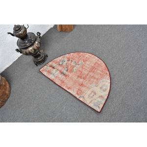พรมตุรกี2.5ft x 1.5ft แนววินเทจสีแดงสีเบจผ้าขนสัตว์แอบสแตรกพื้นที่ขนาดใหญ่รูปสี่เหลี่ยมผืนผ้าโถงทางเดินน้ำยางขนาด10มม. สำหรับห้อง - Product Image 2