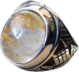Anillo de Hombre al por Mayor, Nuevo Anillo de Plata de Ley 925 con Piedra Preciosa de Rutilo Dorado Natural, Estilo Otomano, Regalo de Cumpleaños - Product Image 1