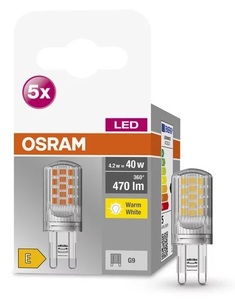 Confezione da 5 lampadine LED G9 4,2W 2700K con attacco (Osram 758087) - Product Image 1
