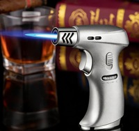 Chalumeau portatif en métal coupe-vent rechargeable au butane à haute température pour cigares, barbecue et cuisson, logo personnalisé, vente en gros