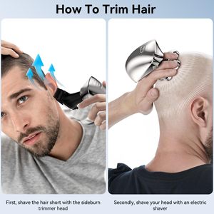 Kit de Afeitado Eléctrico 5 en 1 para Hombre, Afeitadora Rotativa Recargable con Cabezal Giratorio, Carga USB, Resistente al Agua IPX7, Lavable - Product Image 4