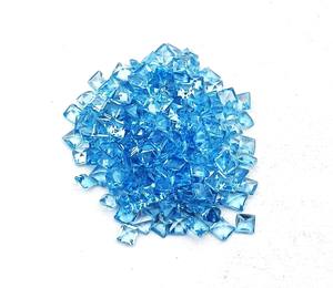 Piedras preciosas sueltas facetadas de corte cuadrado de Topacio Azul suizo Natural de 4mm, cuentas de piedra calibradas de topacio de alta calidad para fabricación de joyas a granel - Product Image 2