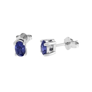 Orecchini a Perno in Argento Sterling 925 con Tanzanite Naturale Taglio Ovale 5x3mm, Gioielli alla Moda - Product Image 1