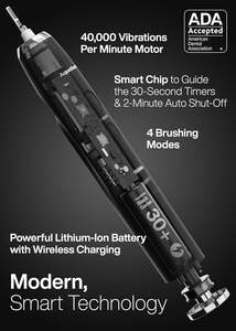 Aquasonic Black Series Cepillo de dientes ultra blanqueador ADA Aceptado Cepillo de dientes eléctrico-8 cabezales de cepillo y estuche de viaje 40.000 VPM - Product Image 2