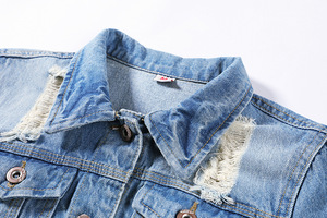 Chaqueta vaquera de temporada de invierno de estilo informal con patrón sólido personalizado para mujer, abrigos con logotipo frontal, procesamiento terminado - Product Image 3